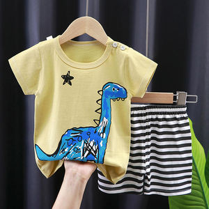 T-shirt pour enfants à manches courtes été garçon coton costume femme trésor été shorts bébé vêtements - Product Image 1