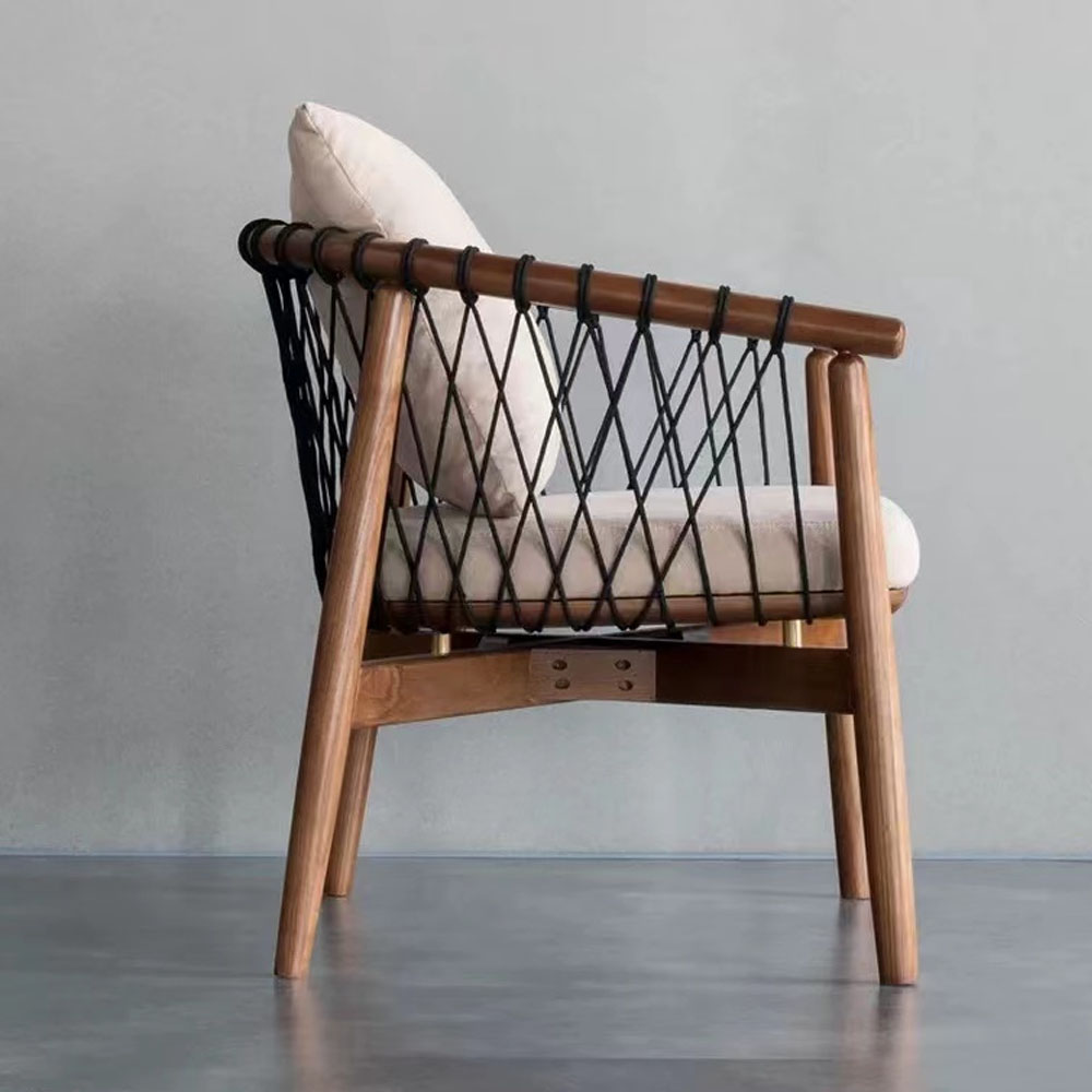 Modern Indoor Furniture Ash wood Patio Rope Cane Ratan Chair Table and Chairs Outdoor Woven Rattan / Wicker Chairs