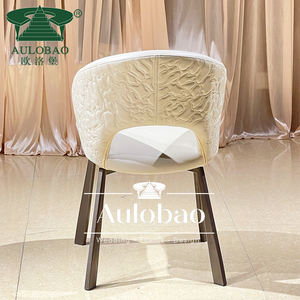 Chaise de salle à manger en cuir véritable, style nordique moderne - Product Image 6