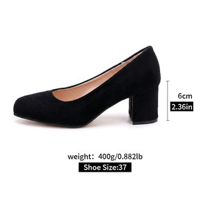 Nouvelles Chaussures à Talons Hauts Sexy pour <span class=keywords><strong>Femme</strong></span>, Design Luxe, Bout Plat Courbé, Surface Brillante & Daim Synthétique, <span class=keywords><strong>Talon</strong></span> Carré Épais K9310 - Product Image 6