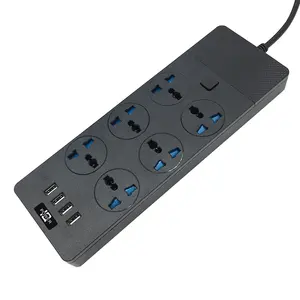 OEM 6 Outlet Power Strip USB Outlet Extender Multi Plug Socket Grounded Power Lead Extension Lead Power Strip with 4 USB Ports