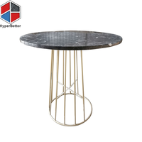 Table basse ronde en marbre brun antique pour salon, fabriquée à la main