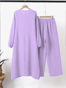 Set di <span class=keywords><strong>pantaloni</strong></span> Top a tunica a maniche lunghe da <span class=keywords><strong>donna</strong></span> modesto abito islamico Dubai Casual arabo camicetta <span class=keywords><strong>turca</strong></span> e <span class=keywords><strong>pantaloni</strong></span> da <span class=keywords><strong>donna</strong></span> 2 pezzi - Product Image 5