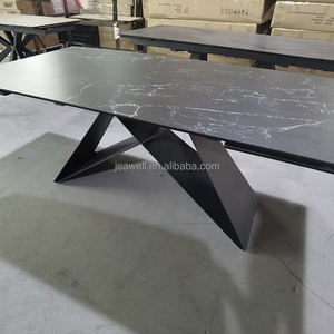 Ining-mesa de comedor rectangular para 8 personas, mueble de cocina moderno con parte superior de mármol negro, Pata Negra y juego de sillas - Product Image 3