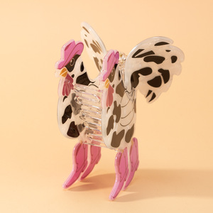 Pince à cheveux en PVC en forme de coq de dessin animé mignon, pince à cheveux simple en forme d'animal, accessoires de mode pour femmes - Product Image 4