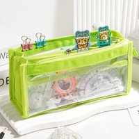 Nouvelle trousse à crayons transparente de grande capacité pour étudiants, sac de papeterie japonais simple pour stylos et crayons, vente en gros de papeterie