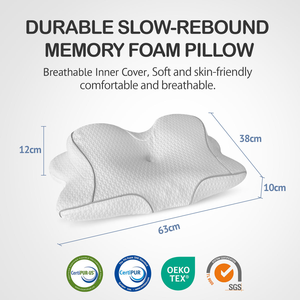 Oreiller en mousse à mémoire de forme rafraîchissant, confortable, inodore, pour un sommeil réparateur, avec soutien cervical réglable, design papillon, soulage la douleur - Product Image 6