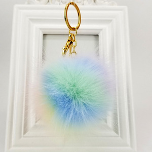 Porte-clés pompon arc-<span class=keywords><strong>en</strong></span>-ciel <span class=keywords><strong>2022</strong></span>, pendentif fantaisie, adorable boule colorée <span class=keywords><strong>en</strong></span> fausse fourrure - Product Image 1