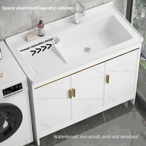 Lavabo en céramique de style moderne avec planche à laver en aluminium Lavabo intégré extérieur pour hôtels et salles de bains - Product Image 4