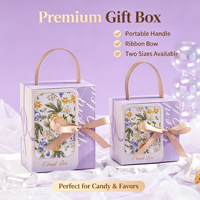 Boîte Cadeau Vide de Luxe en Gros avec Ruban de Perles et Poignée pour Mariage, Fiançailles, Baby Shower, Fête et Cadeaux Personnalisés