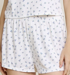 Wholesale <strong>Pj</strong> Women's Customized Floral Printing Cami Shorts Pajamas <strong>Set</strong> Breathable Pointelle Fabric Lounge Wear Female Sleepwear - Product Image 4