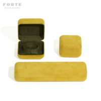 Boîte à bijoux en velours de haute qualité avec logo en feuille d'or, étui de présentation de luxe pour un cadeau de mariage ou d'anniversaire