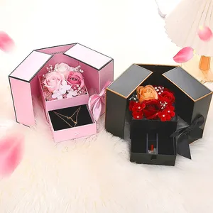Rose Gift Box Flower Valentine's Day Wedding Anniversary Gift Packaging Box Romantic Double-door Cardboard Box