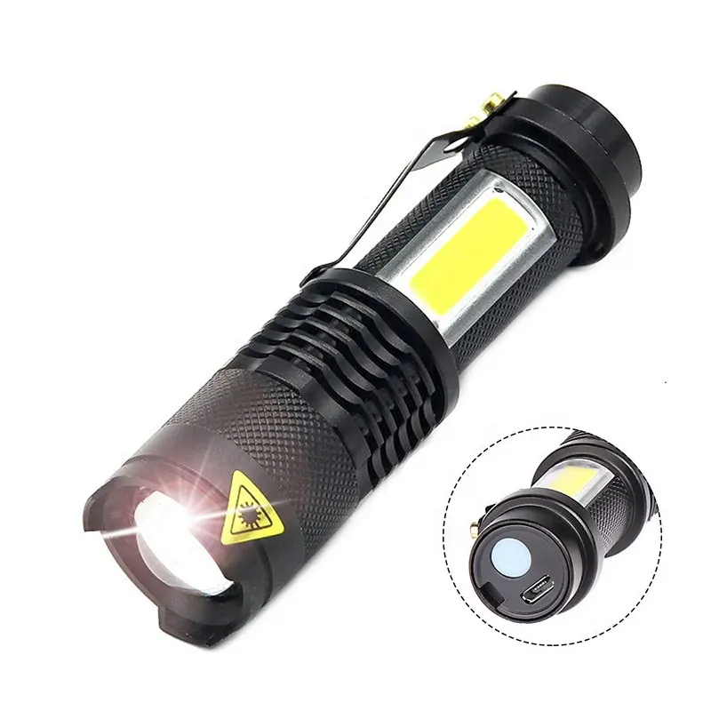 Portable Mini LED Flashlight with USB Rechargeable Tiny Flashlight Brightness for EDC Torch