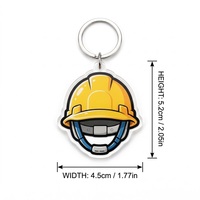 Porte-clés en acrylique personnalisé en forme de casque de chantier, breloque transparente en forme de casque de sécurité de dessin animé, cadeaux promotionnels sur mesure
