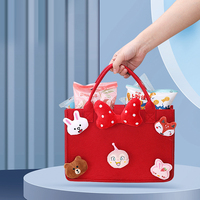 Sac fourre-tout en feutre recyclé rose écologique avec breloque en peluche, idéal pour cadeaux d'enfants, vente en gros, logo personnalisé, directement de l'usine, pour fêtes et événements