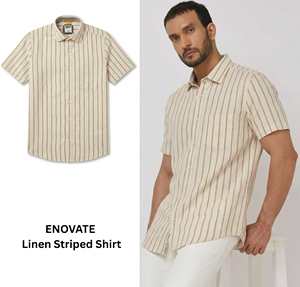 Chemise en lin rayée pour homme, coupe ajustée, respirante, idéale pour l'été, qualité export, fournisseur de vêtements en gros - Product Image 3