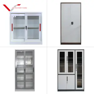 Armário industrial móveis balanço ou deslizante 2 porta de vidro porta de metal fechadura armário