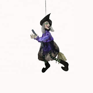 Halloween Animatronics appeso strega sulla scopa con luce e suono decorazione della parete del partito per la celebrazione di Halloween - Product Image 6