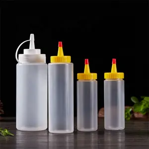 Hi Quality Empty HDPE Soft Plastic Ketchup Squeeze Dispenser Bottle For Sauce Salad Jam Food Packaging