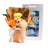 3 Manta Soap Rose Bouquet Babys Breath Aroma Tahan Lama Tidak Pernah Layu Tas Kaca Hadiah Hari Ibu Wisuda Buatan Tangan Lembut