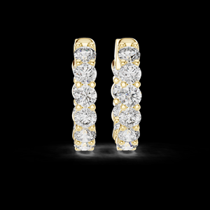 Boucles d'oreilles créoles Huggie en or massif 14K 18K avec diamants de laboratoire CVD à griffes partagées, 1,60 CTW DEF-VVS-VS, Bijoux fins - Product Image 3