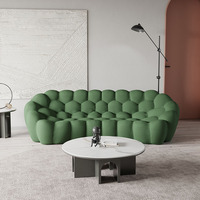 Meubles de salon de luxe, canapé Chesterfield 3 places en tissu velours Roche Bobois Bubble