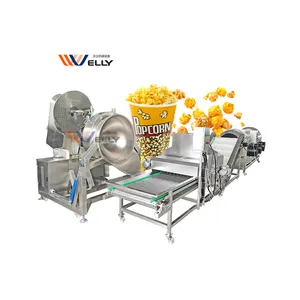 Alta Produtividade Stand Kettle Caramel Coating Tempero Gás Elétrico Profissional Popcorn Making Machine