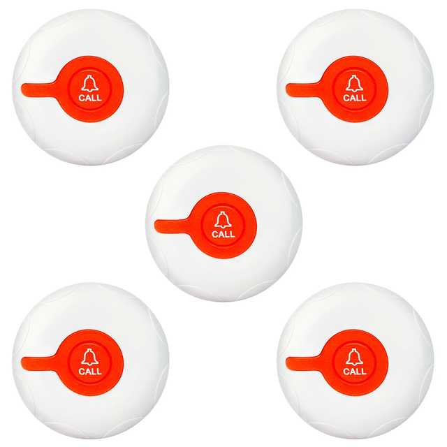 Waterproof Button Transmitters Wireless Calling Systems Guest Waiter Service Buzzer for Bar, Restaurant,Clinic