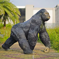 Support personnalisé animal grandeur nature gorille en fibre de verre grande taille statue de gorille sculpture pour parc décoration extérieure de jardin