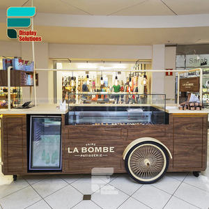 Chariot de présentation mobile haut de gamme personnalisé, chariot à bonbons en bois, chariot à desserts avec roues - Product Image 3