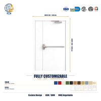 Porte coupe-feu contemporaine en acier, homologuée 120 minutes, pour sortie de secours, double battant asymétrique, sur mesure, fabriquée sur commande