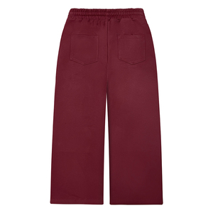 Pantalones Deportivos Anchos de Primera Calidad con Estampado de Letras en Relieve Color Borgoña, Cintura Elástica con Cordón, Pantalones de Punto Estilo Urbano para Hombre - Product Image 2