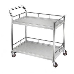 Durable <strong>Double</strong> <strong>Layer</strong> Multi-Level 201 Stainless Steel Anti-Rust Utility <strong>Trolley</strong> Brake Wheels Load Capacity 200kg Industrial Use - Product Image 1