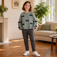 Pull personnalisé pour enfants en maille mélangée à manches longues et col rond, style doux, pour l'automne, l'hiver et Noël, en acrylique, tricot basique pour enfants