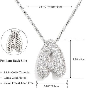 Colliers pendentifs tendance Hip Hop pour couple, avec breloques initiales A-Z, entièrement sertis de diamants et pierres précieuses, lettres bulles - Product Image 6