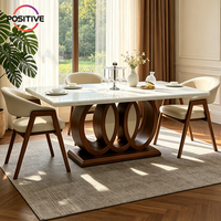 Table à manger rectangulaire nordique contemporaine, base en bois massif, mobilier de salle à manger de luxe pour espace intérieur moderne