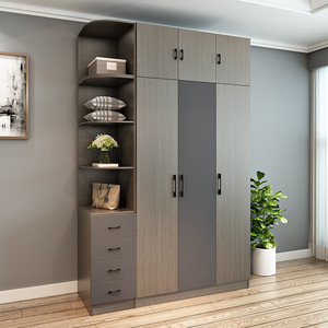 Lemari Pakaian Kamar Tidur Mebel Geser 3 <span class=keywords><strong>4</strong></span> 5 Pintu Desain Laci Panel Kayu Sederhana Modern Gaya Nordic Pas Lemari Baju - Product Image 5