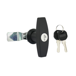 Serrure cylindrique à poignée en T en alliage de zinc pour armoire avec 2 clés, finition noire, sécurité de grade 1 ANSI, entraxe de 50 mm - Product Image 3