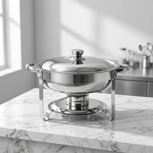 Recipiente para Calentar Comida Tipo Buffet, Redondo, <span class=keywords><strong>de</strong></span> Acero Inoxidable Plateado, <span class=keywords><strong>de</strong></span> Gran Capacidad (4.5L), para Desayunos <span class=keywords><strong>de</strong></span> Hotel - Product Image 5