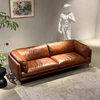 Canapé italien moderne trois places en cuir véritable, ensemble modulaire haut de gamme, luxe léger, pour hôtel, villa, appartement, en bois et éponge