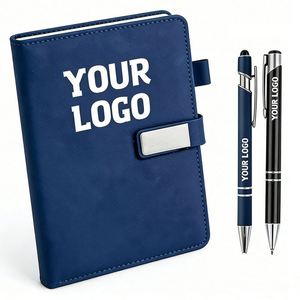 Wholesale Custom Logo Printed Leather Cover A5 <b>Diary</b> Promo Business Gift Travel <b>Notebook</b> With Pen Holder - Product Image 1