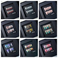 Ongles à presser personnalisables de luxe en acrylique, design 3D, forme amande, couverture complète, 10 pièces, 100 % faits à la main, faux ongles de haute qualité