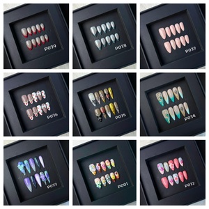 <span class=keywords><strong>Ongles</strong></span> en acrylique de luxe personnalisables, forme amande 3D, 10 pièces, 100% faits à la main, <span class=keywords><strong>faux</strong></span> <span class=keywords><strong>ongles</strong></span> de haute qualité - Product Image 3