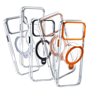 360 Rotation Magnetic <b>Stand</b> Wireless Charging Shockproof Waterproof Hard Clear Transparent Full Body Case City Scenery Design - Product Image 4