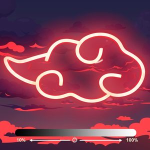 Enseigne néon LED Anime Nuage Rouge, intensité réglable, USB, décoration murale pour la maison, le centre commercial, la chambre, la salle de jeux, la mancave, les fêtes, 12x7 pouces - Product Image 1