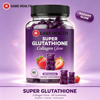 Gummies de Glutathion et Collagène en Gros, 60 Unités, Éclaircissant, Raffermissant, Hydratant, Antioxydant, Éclat, Saveur Fraise pour Femmes, OEM