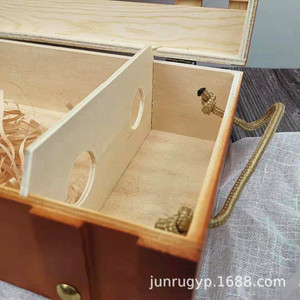 Caja de vino doble de madera maciza de pino, rectangular, hecha a mano, para bebidas - Product Image 4