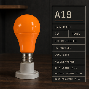 Ampoule LED décorative YONGZE A19 couleur 7W 120V culot E26 pour éclairage de scène, événements et spectacles, lumière monochrome saturée - Product Image 3