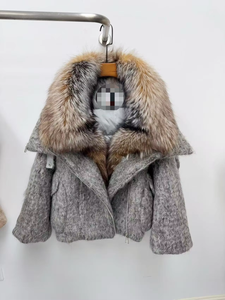 Chaqueta Reversible Impermeable <span class=keywords><strong>de</strong></span> Plumón <span class=keywords><strong>de</strong></span> <span class=keywords><strong>Ganso</strong></span> y Lana para <span class=keywords><strong>Mujer</strong></span>, con Borlas <span class=keywords><strong>de</strong></span> Piel en el Cuello, Gruesa y Cálida, Moda Invierno 2025 - Product Image 2